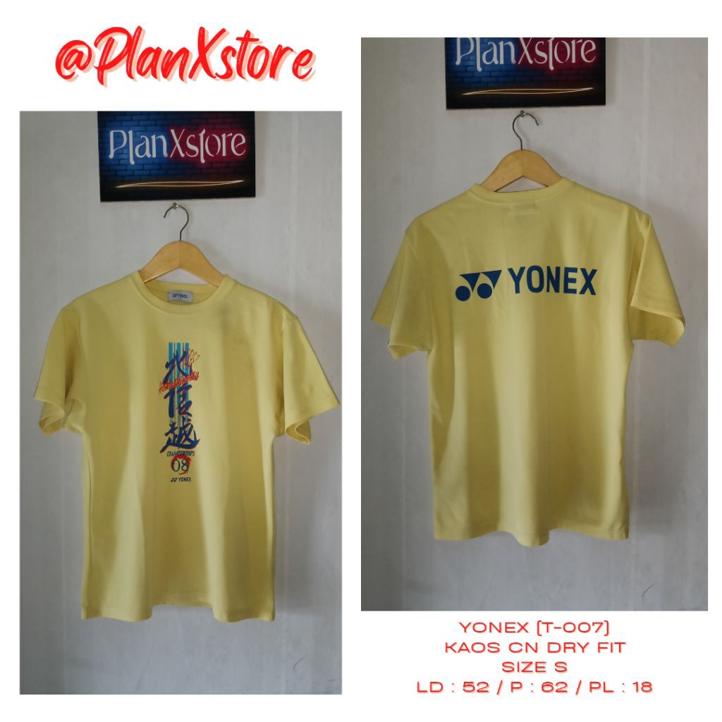 YONEX (T-007) DRY FIT CN KAOS SIZE S WARNA KUNING