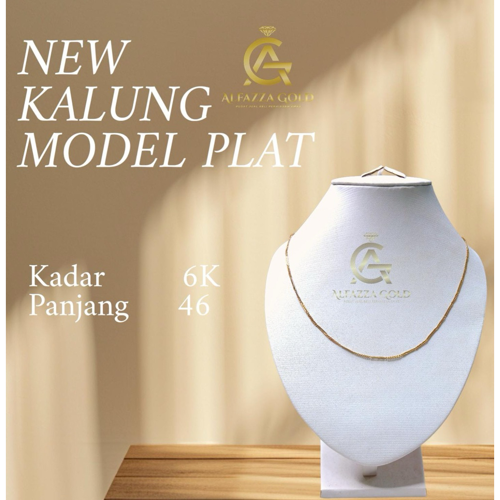 Kalung Rantai Plat Emas Asli Kadar 300/6K