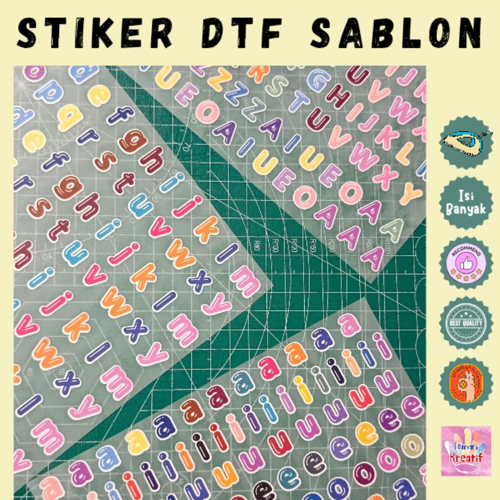STIKER DTF SABLON | Stiker Huruf | Keychain Webbing | Stiker Huruf Setrika