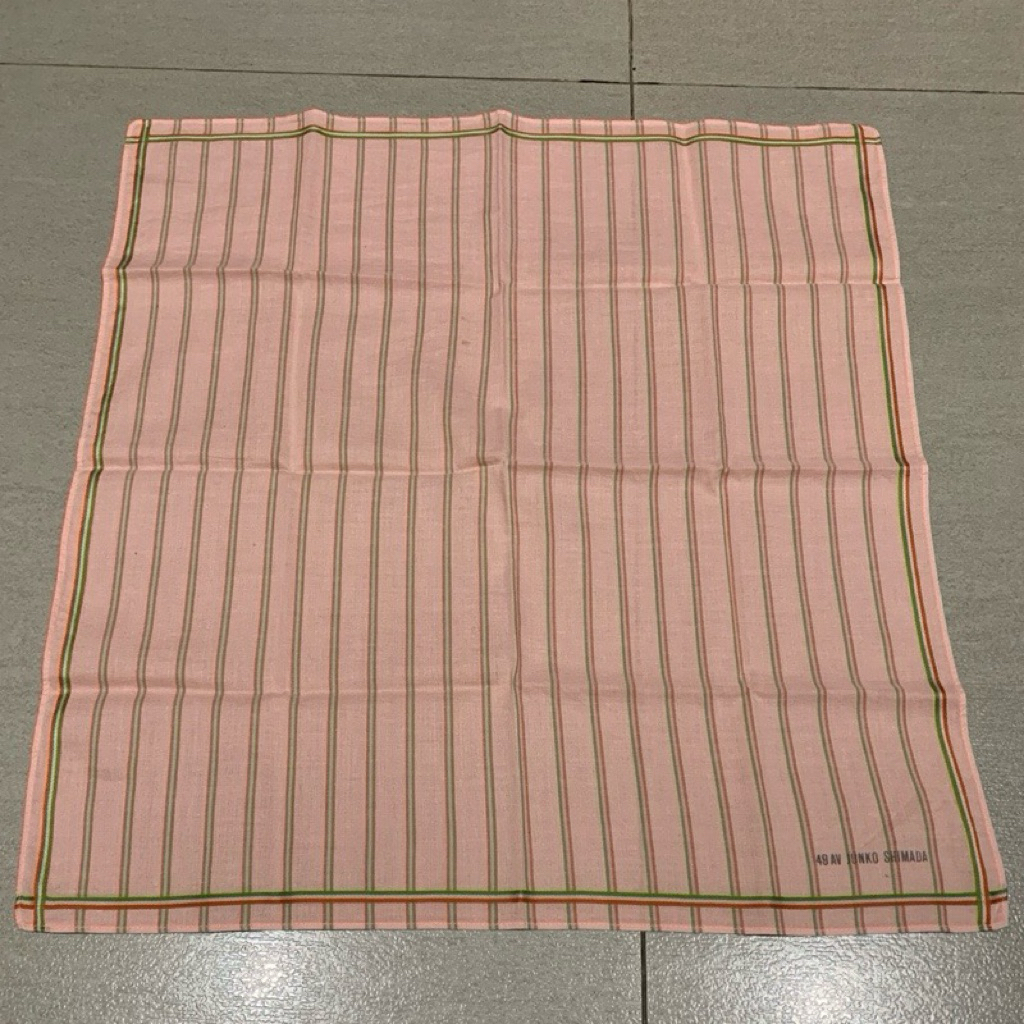 Saputangan Pria 49AV Junko Shimada Pink Bergaris Soft Cotton Motif Garis Garis Import