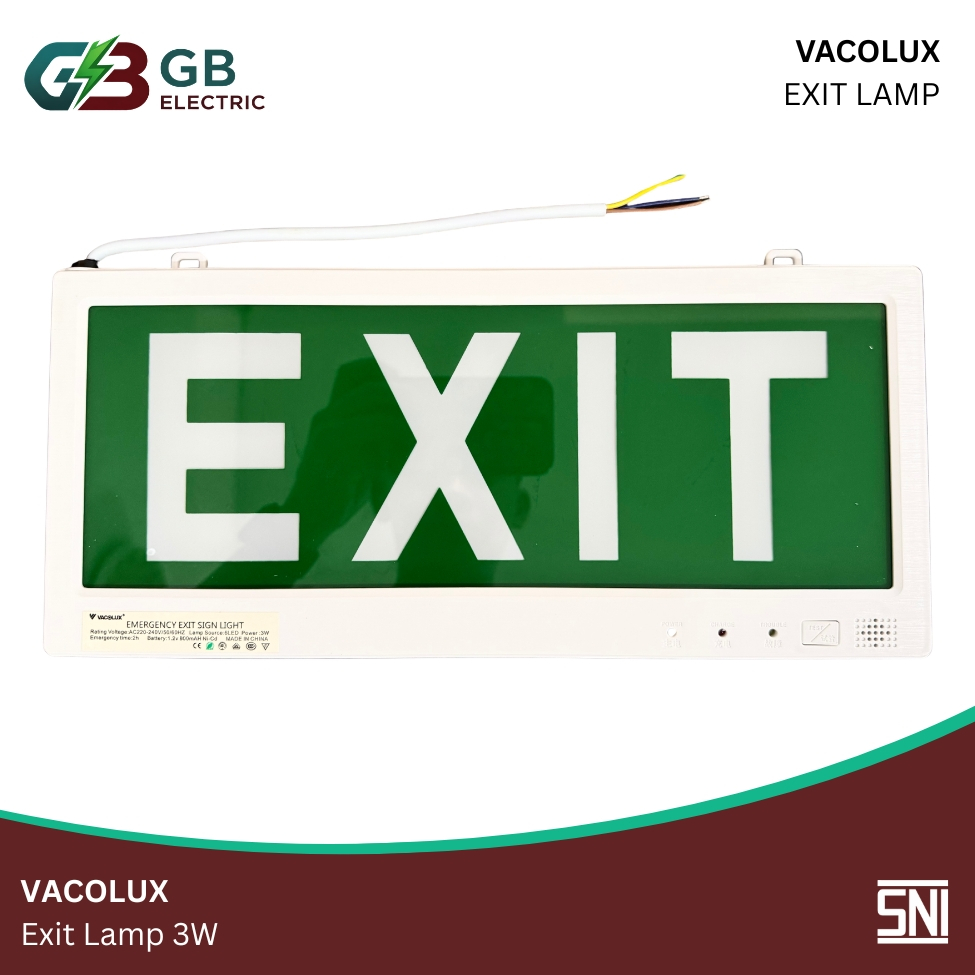 VACOLUX Exit Lamp EMERGENCY EXIT Lamp 3W 3 Watt EXIT LOGO Sign