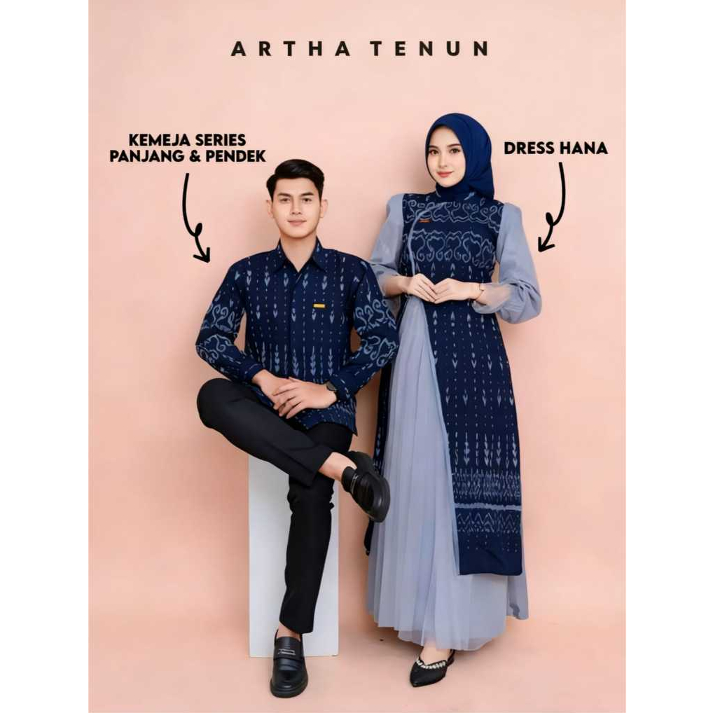 Baju Couple HANA SNOWY NAVY Baju Atasan Wanita Terbaru Couple Kondangan Dress Korean Style Kekinian