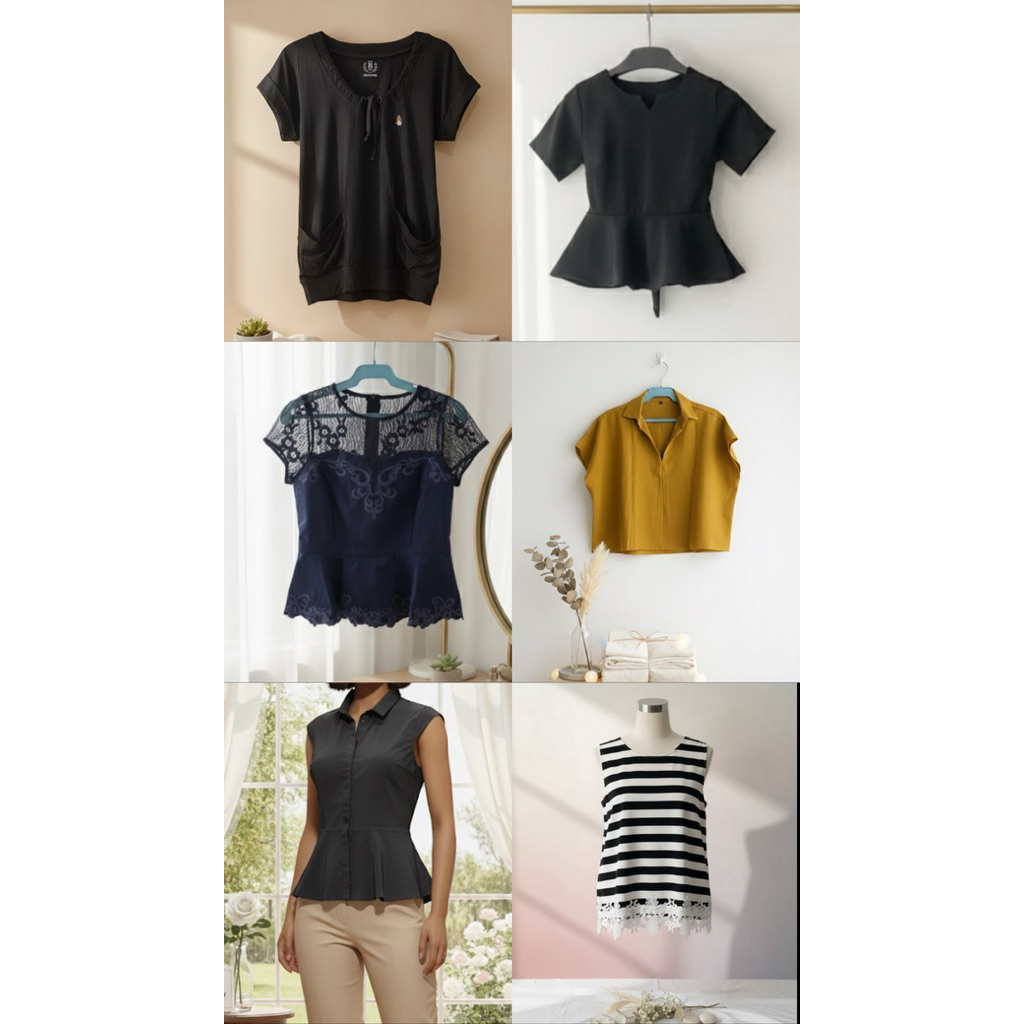 [Preloved] BAJU/ ATASAN WANITA CROP TOP  | Kaos  Blouse Wanita Kerah | Korean Style Crop Top