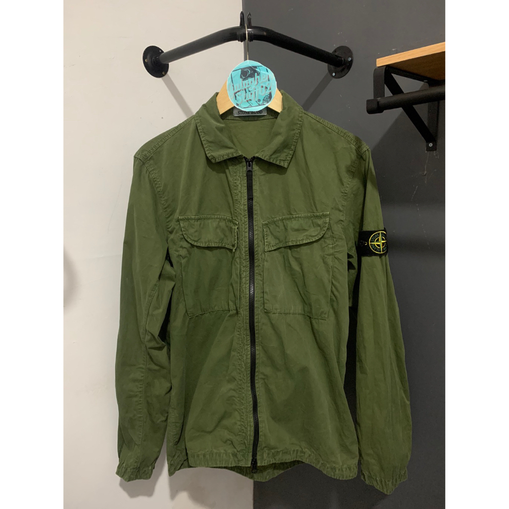 STONE ISLAND OVERSHIRT OLIVE 100% ORIGINAL