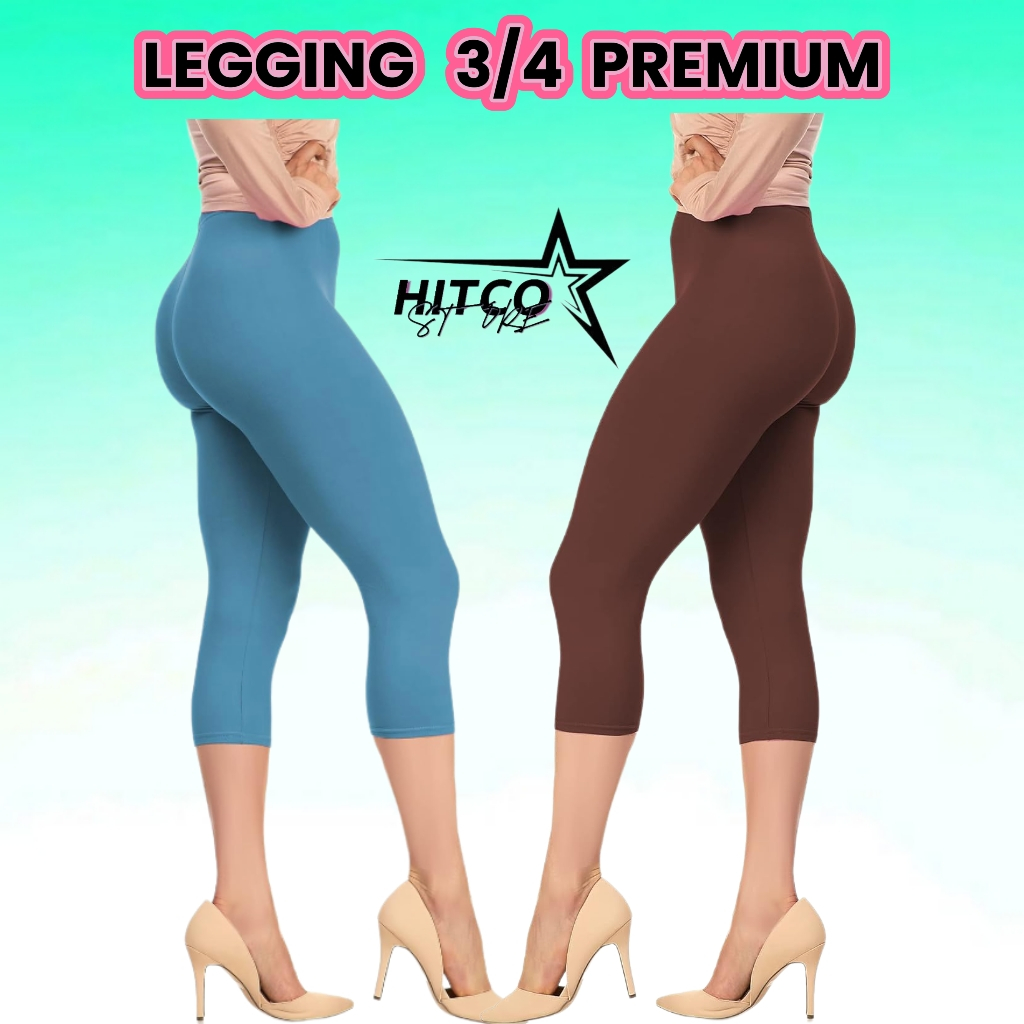 HITCO 3 Pcs Legging 3/4  Bahan Import Premium Celana Olahraga Yoga Dan Senam Wanita