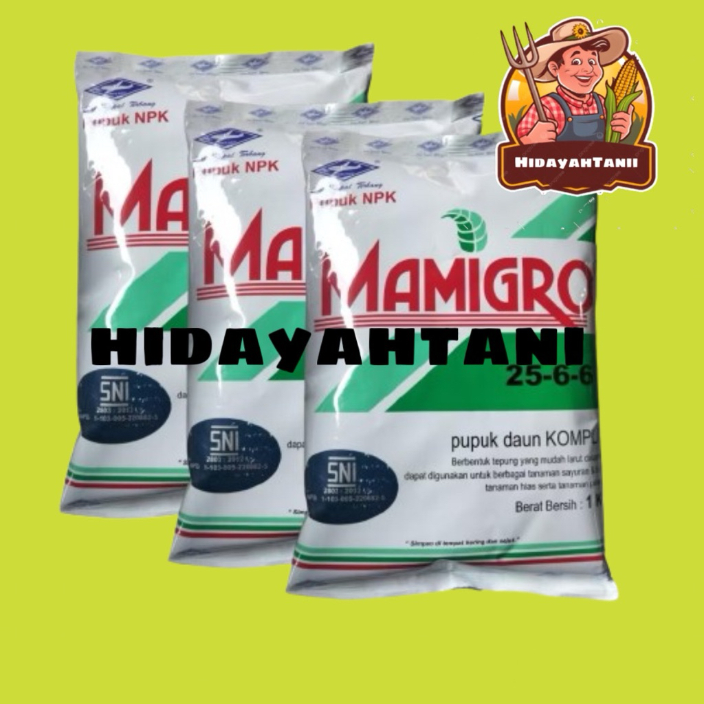 Pupuk NPK MAMIGRO Hijau 25+6+6 1KG Super N Pupuk Daun Tanaman