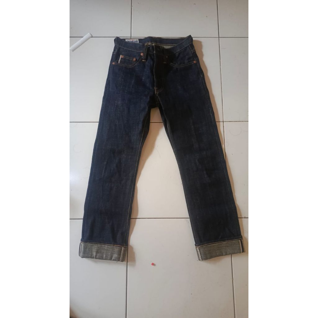 Wingman Mandala 16oz Raw Denim Selvedge – Celana Jeans Pria Premium – Dark Indigo – Like New