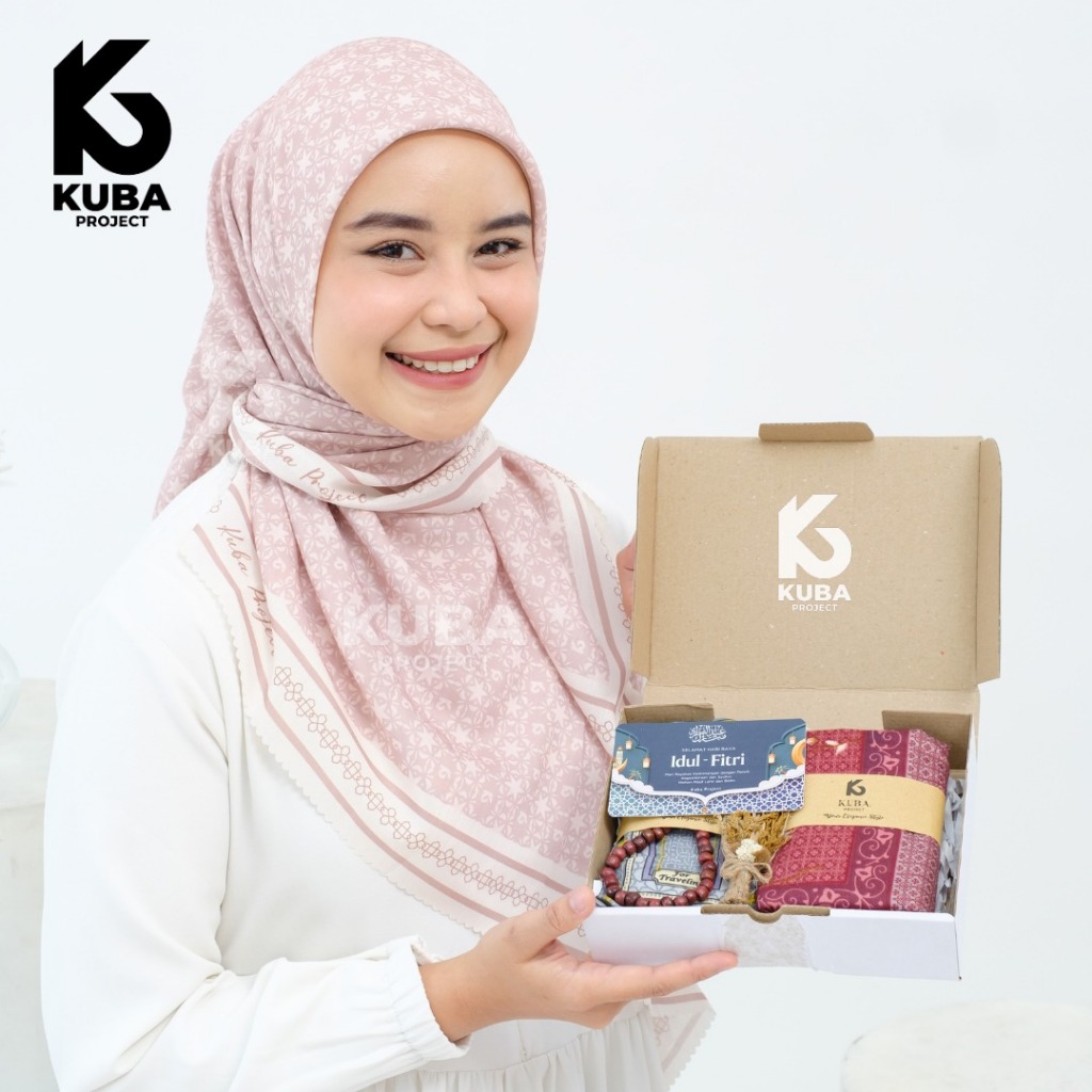 Kuba Project - Hampers Lebaran Idul Fitri Unik Sajadah & Hijab Segiempat | Gift Box Hadiah Ibu Guru,