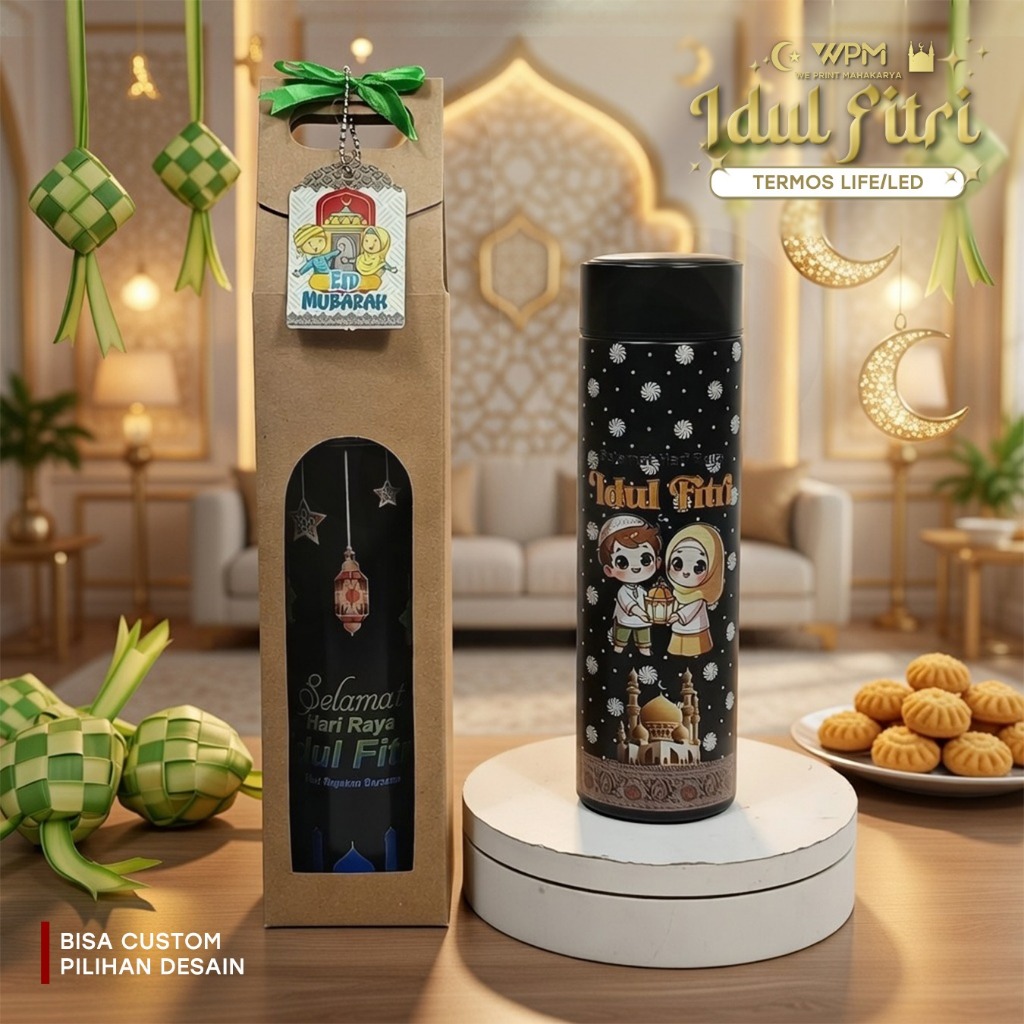 HAMPERS LEBARAN / TERMOS CUSTOM LEBARAN SOUVENIR IMLEK / LEBARAN NATAL HARDBOX TERMOS NON LED FULL P