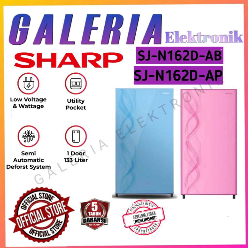 KULKAS 1 PINTU SHARP SJ-N162D-AB/SJ-N162D-AP /SJ N162D AB/AP KIREI III 133L