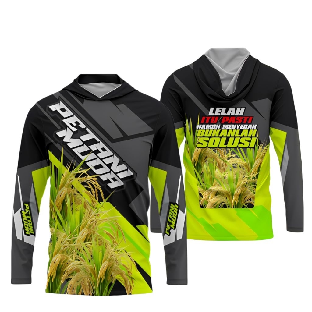 Jersey Hoodie Petani Muda Lengan Panjang Full Printing Dryfit