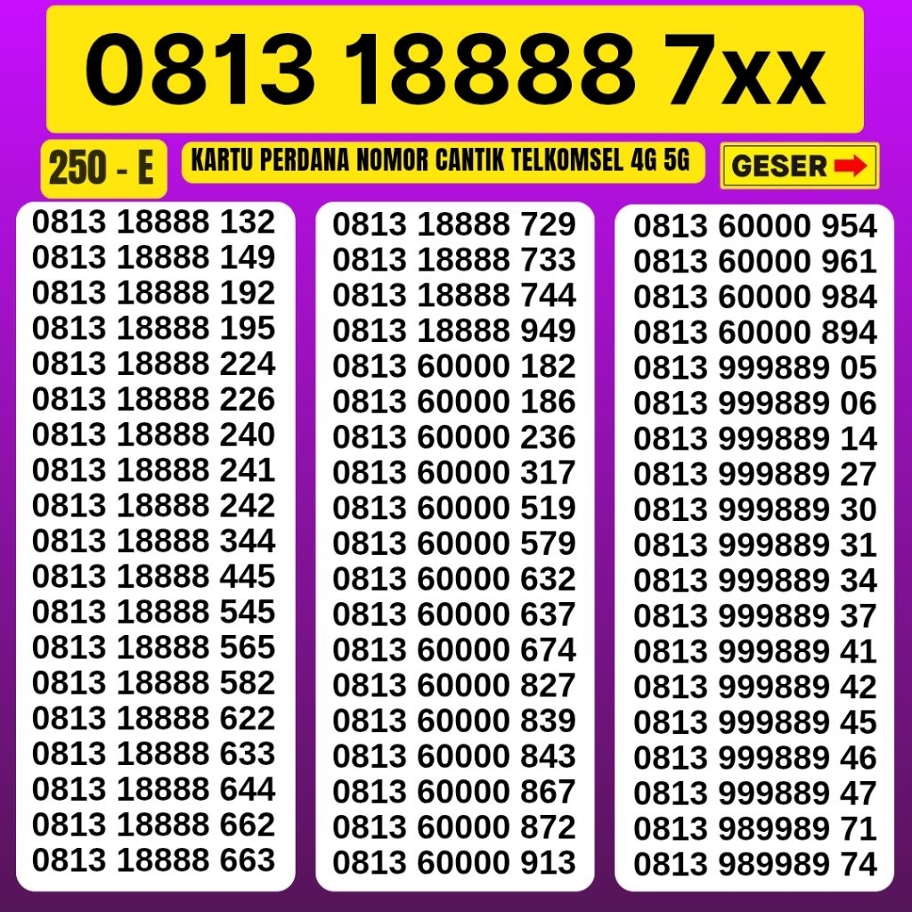 Kartu Perdana Nomor Cantik Telkomsel Panca Super 18888 Kartu Perdana Telkomsel Tsel Red Telkomsel 5g