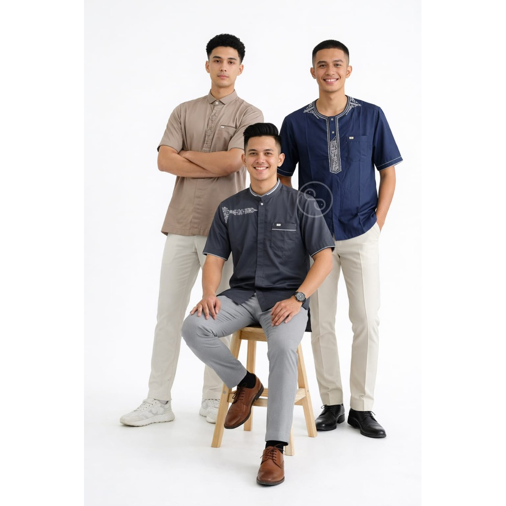 Baju Koko Syamil Lengan Pendek Lengan Panjang | Busana Muslim Pria Dewasa