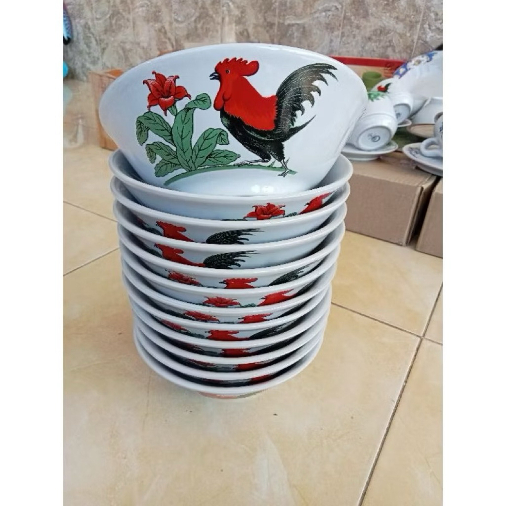 [1lusin] Mangkok ayam jago /mangkok bakso keramik/mangkok mie ayam/mangkok keramik cap ayam jago