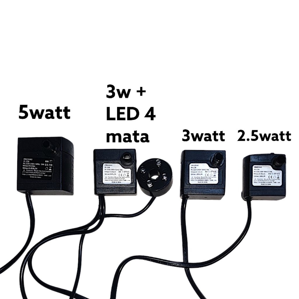 Pompa Air Submersible AC 220V led / pompa air mini aquarium fountain 220volt plus LED / mini waterpu