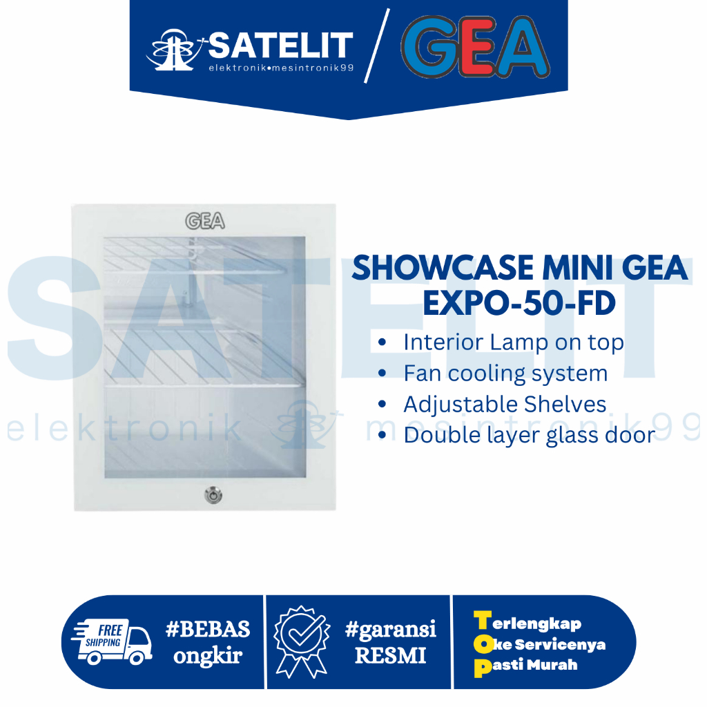 Showcase Mini GEA EXPO-50-FD – Lemari Pendingin Mini Display Minuman & Snack untuk Cafe, Toko & Kant