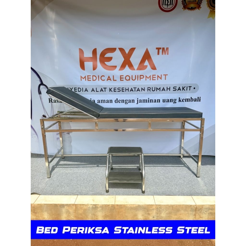 Bed Periksa UKS Meja Periksa Stainless Steel kualitas super anti karat