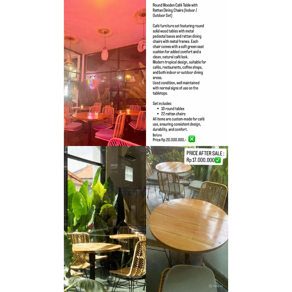 Wooden Table and Rattan Chairs