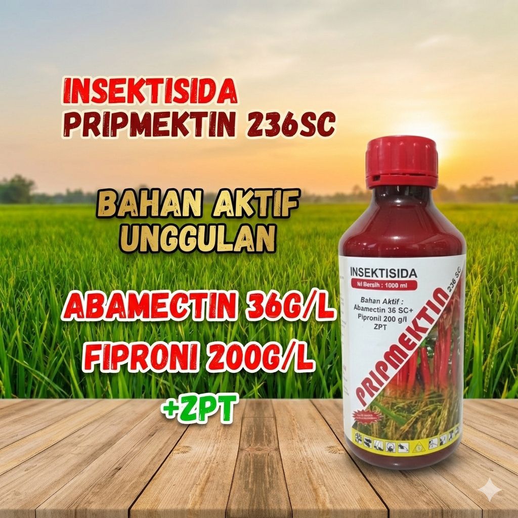insektisida pripmektin 236sc 1liter/500ml, racun hama tanaman, obat hama, obat sawah, pestisida, pet