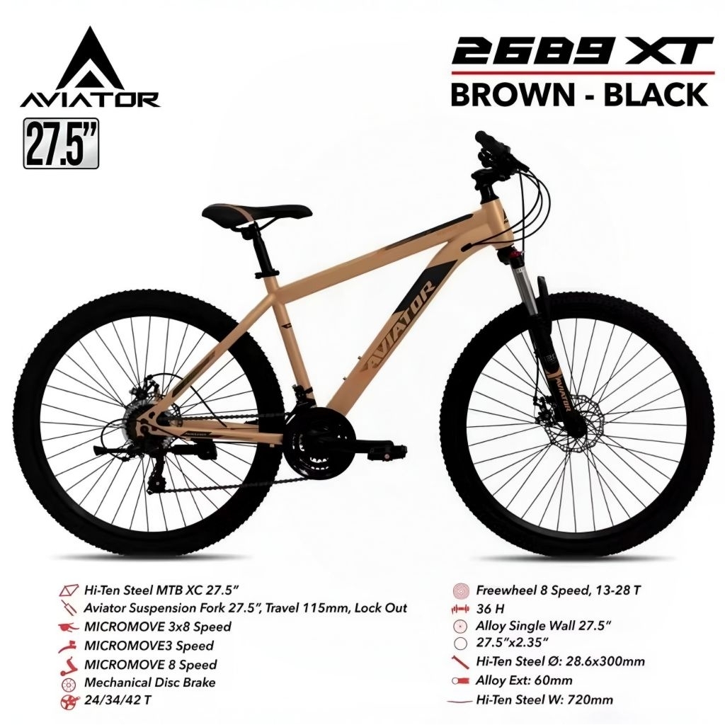 sepeda gunung mtb aviator 2689 xt 27,5 inch sepeda mtb 27,5 inch aviator 2689 pacific bike