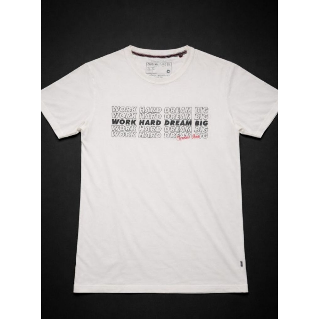 Kaos Putih Cardinal Jeans Co ORI – WORK HARD DREAM BIG, distro, Pria & Wanita