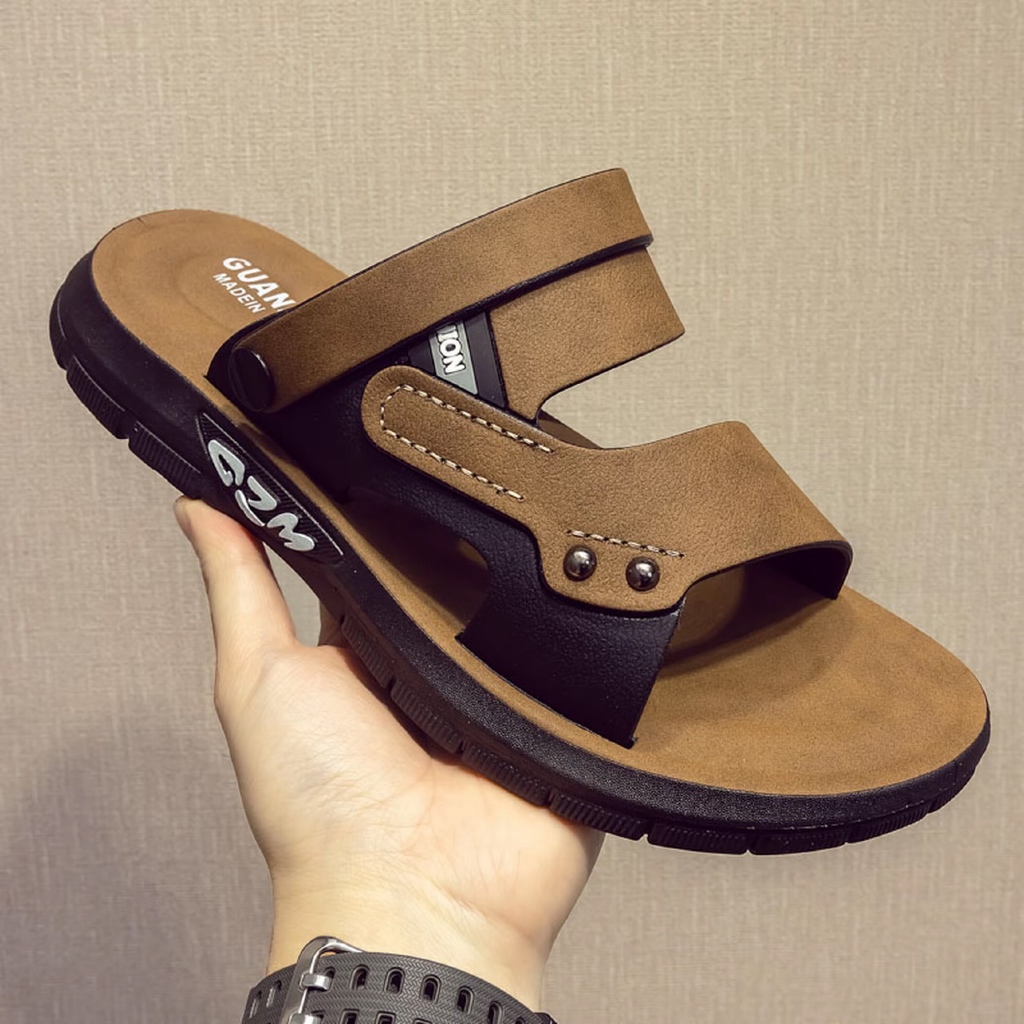 Sandal Pria JUMBO 36-45 Sendal Cowok Crocs Selop Gunung Karet Kerja Awet Ringan G-02