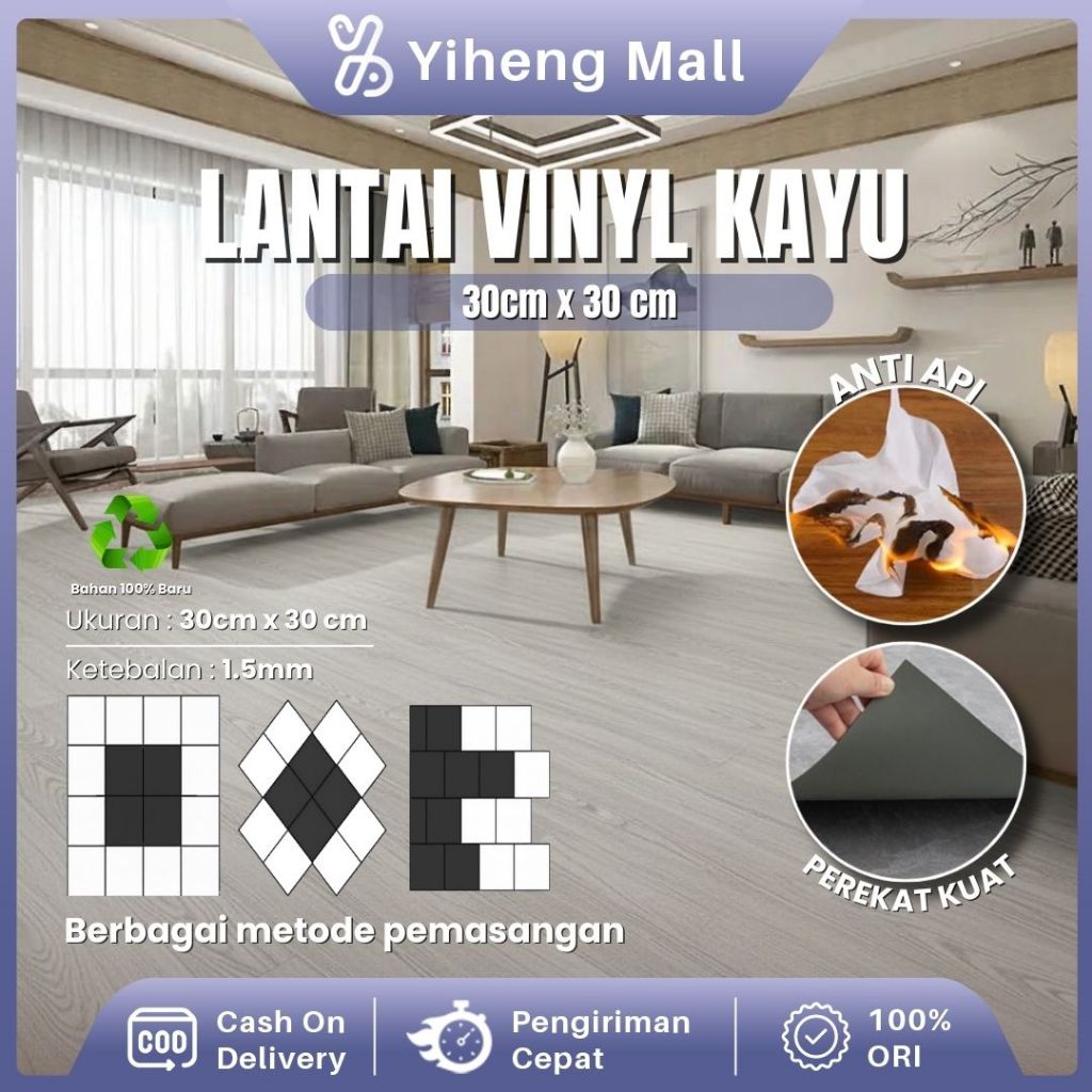 Lantai Vinyl Kayu Premium 1 Dus (36PCS) Floor Vinyl  Lantai Vinyl Kayu Premium Vinyl Lantai Parket K