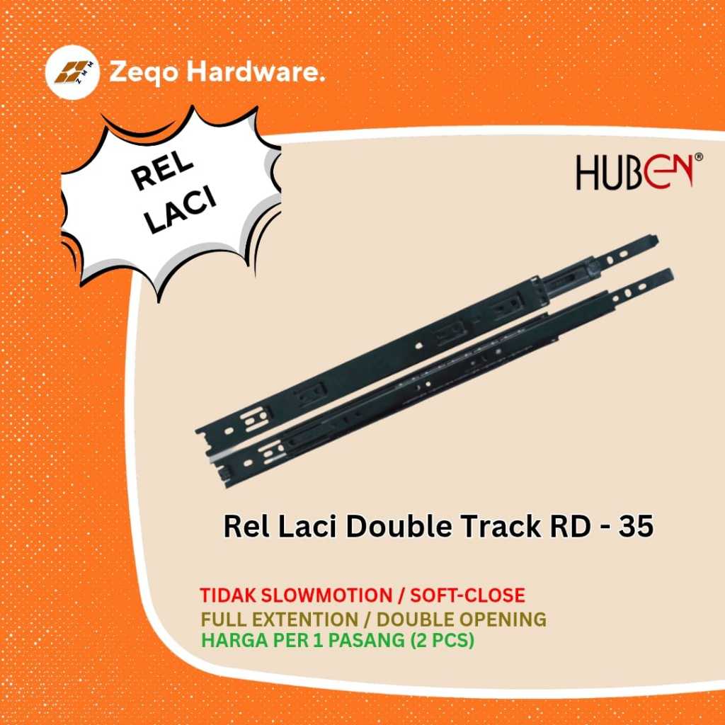Rel Laci Double Track Full Extension LENAGA by HUBEN RD35 - 45 CM