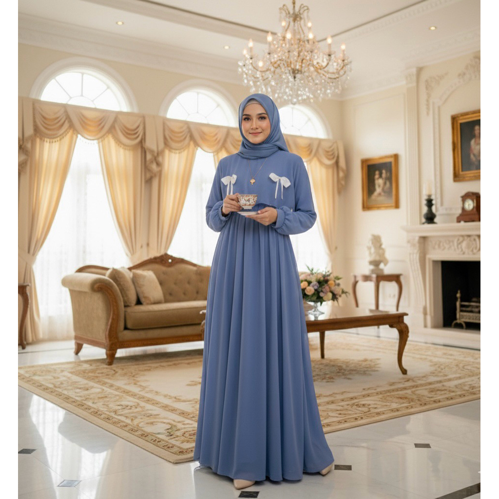 SL  -  gamis set iner dres wanita remaja terbaru gamis muslim Lebaran gamis 2025 gamis  muslim