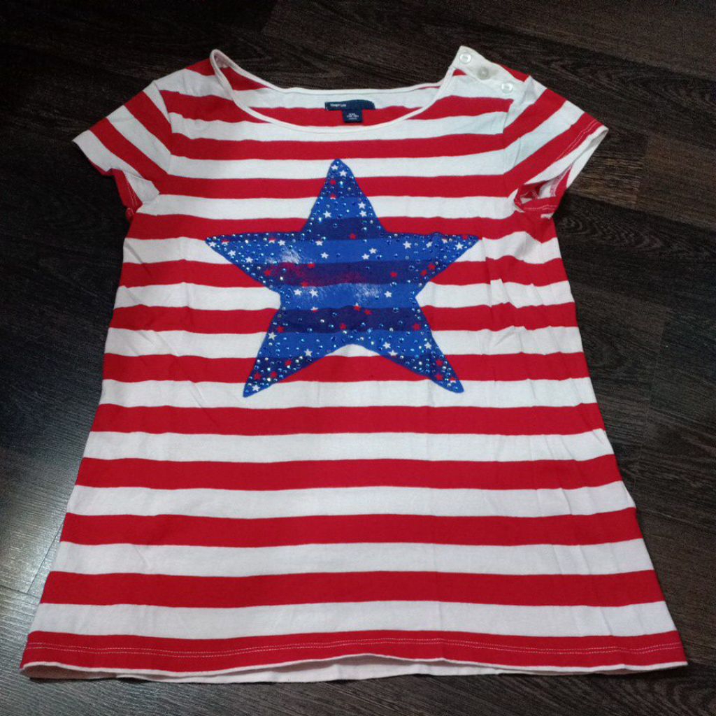 preloved kaos anak merah salur Gap Kids bintang biru