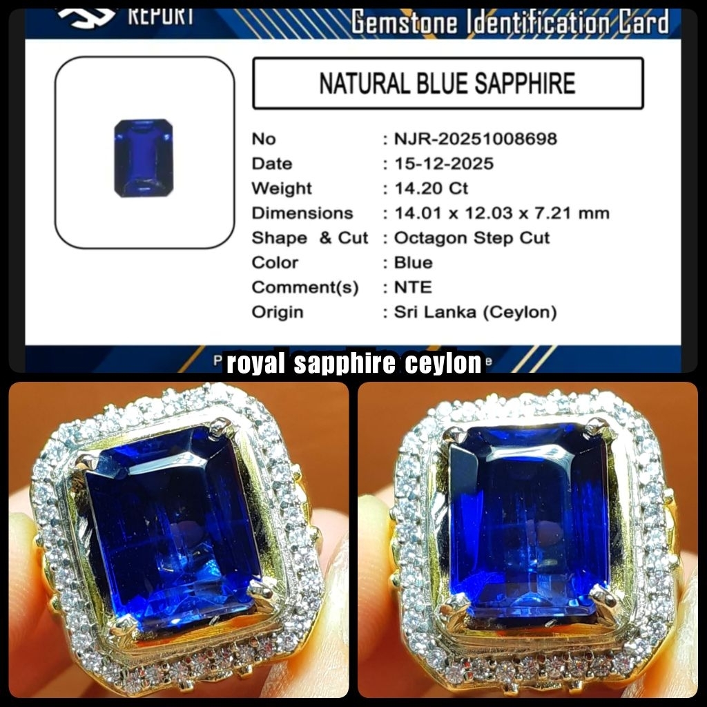 natural sapphire ceylon royall blue jumbo NTE  + memo lab ya
