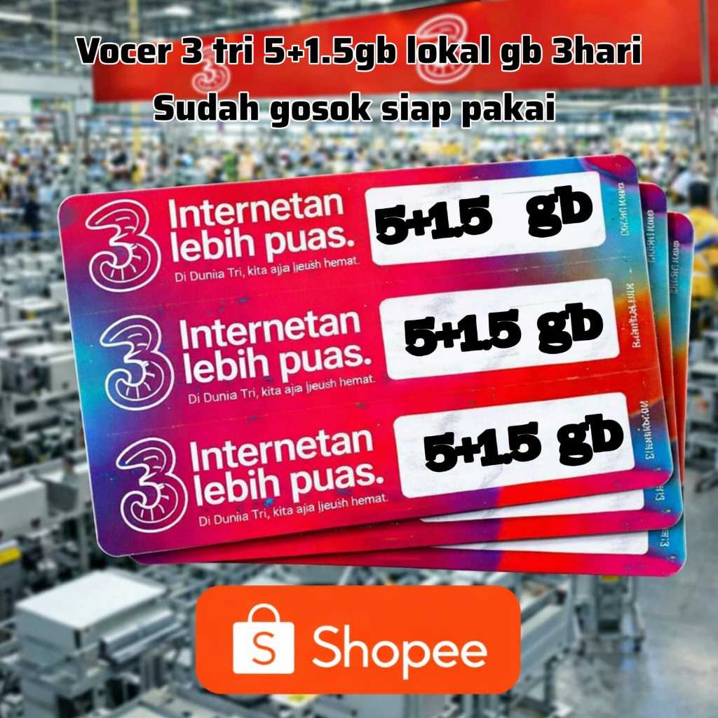 Voucher 3 TRI 5+1.5GB 3HARI Siap Gosok – Praktis & Anti Ribet KIRIM NOMER VOCER