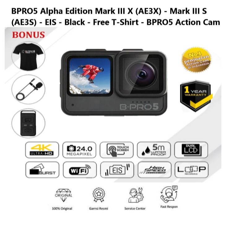 BPRO5 Alpha Edition Mark III X (AE3X) - Mark III S (AE3S) - EIS - Black - Free T-Shirt - BPRO5 Actio