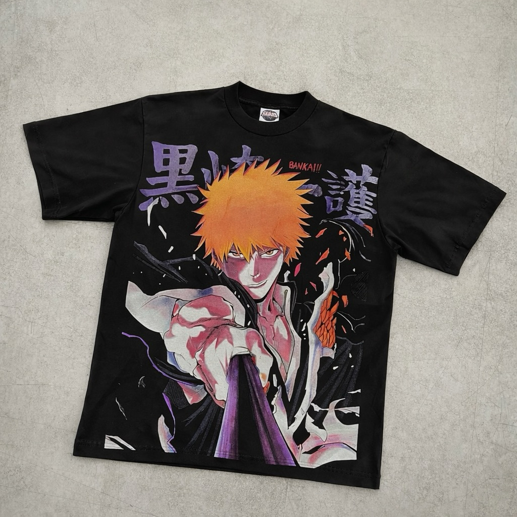 T-Shirt / Tees Bootleg SKAARS Anime Bleach Ichigo Kurosaki Black Colour (NEW) | Kaos Anime Bleach Ic