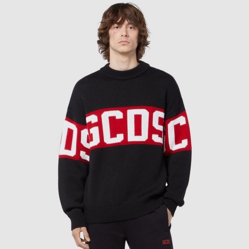 GCDS Knit Band Logo Turtle Neck Sweater Rajut Jumper