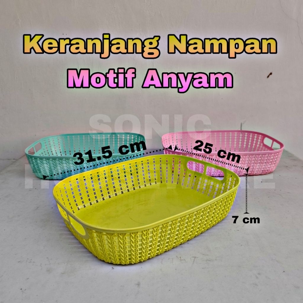 Keranjang Organizer Kotak Tempat Penyimpanan Nampan Segi Wadah Saji Makanan Minuman Aqua Basket Stoc