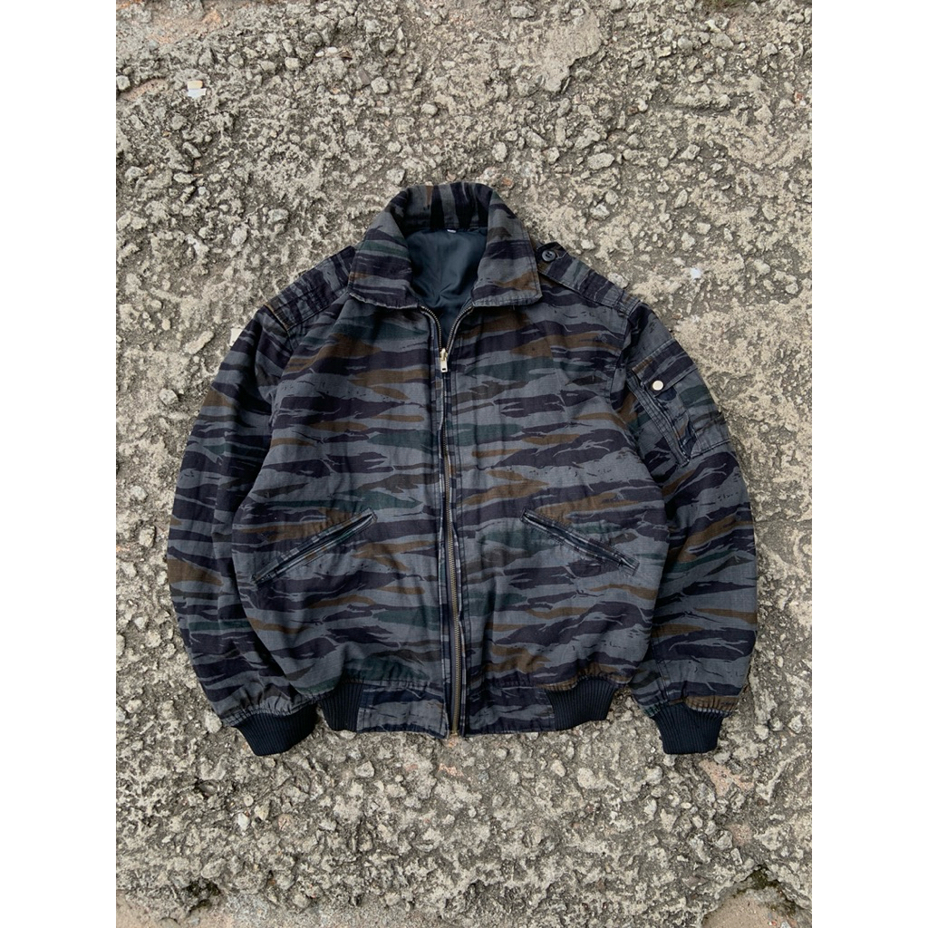 Vintage Camouflage Military Reversible Bomber Jacket
