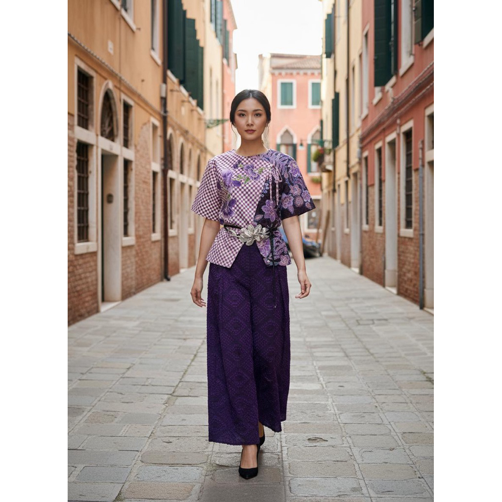 Kulot tenun bulu asli wrn ungu tua