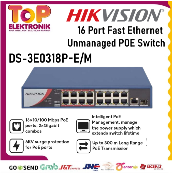 Poe Switch 16port Hikvision DS-3E0318P-E/M