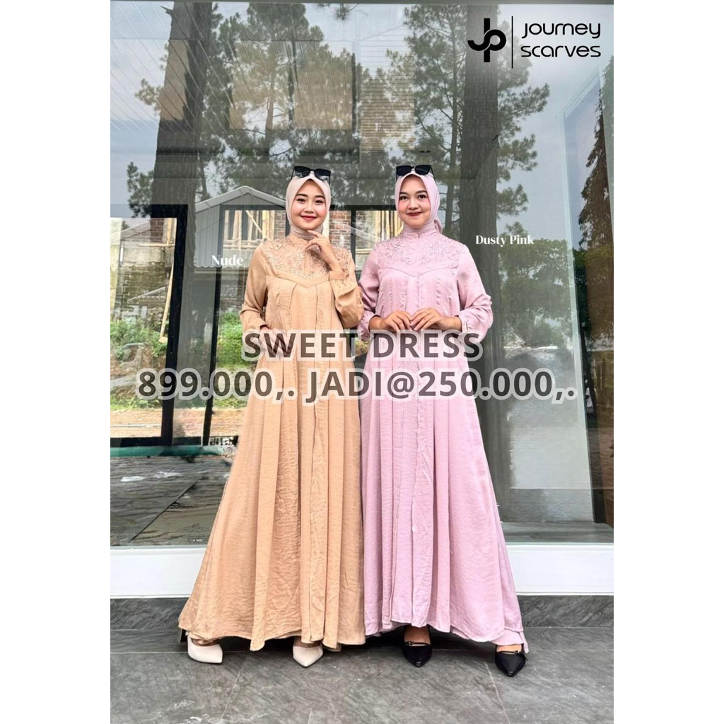 SWEET DRESS BY JOURNEY SCARVES BAHAN TWILL PREMIUM GAMIS LEBARAN