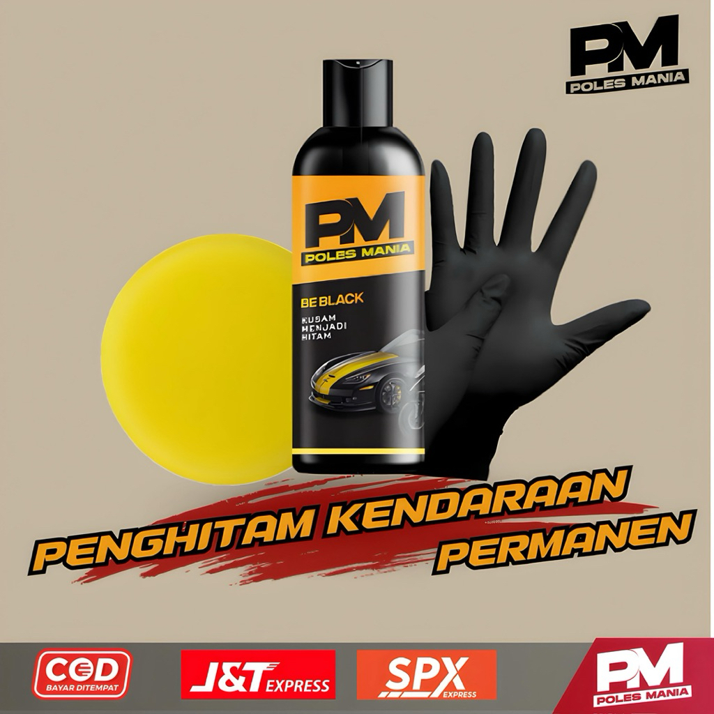 Penghitam body motor Permane Be Black PM auto  permanen semir body plastik mobil, trim hitam doff, s