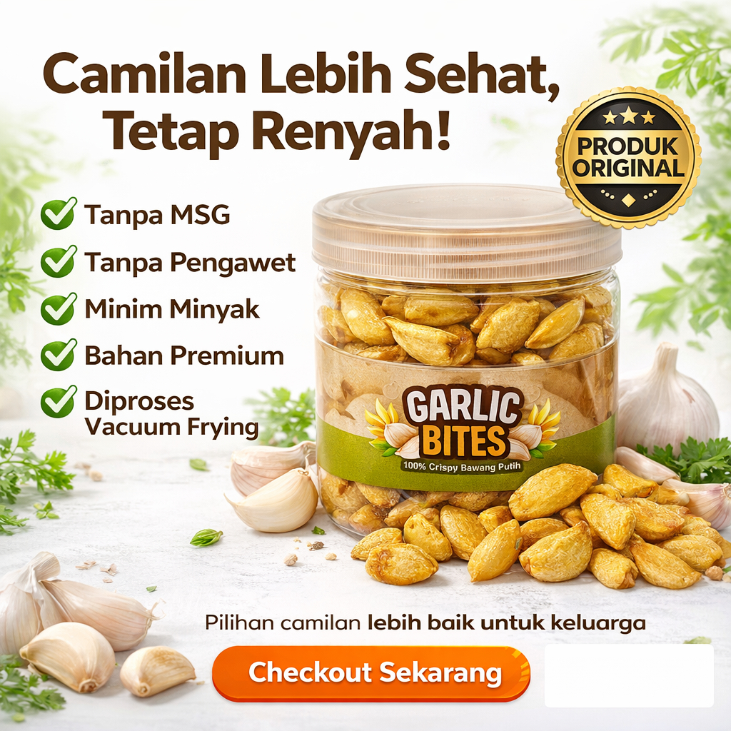 Garlic Bites Keripik Bawang Putih Garlic Chips Renyah 100gr Tanpa Pengawet