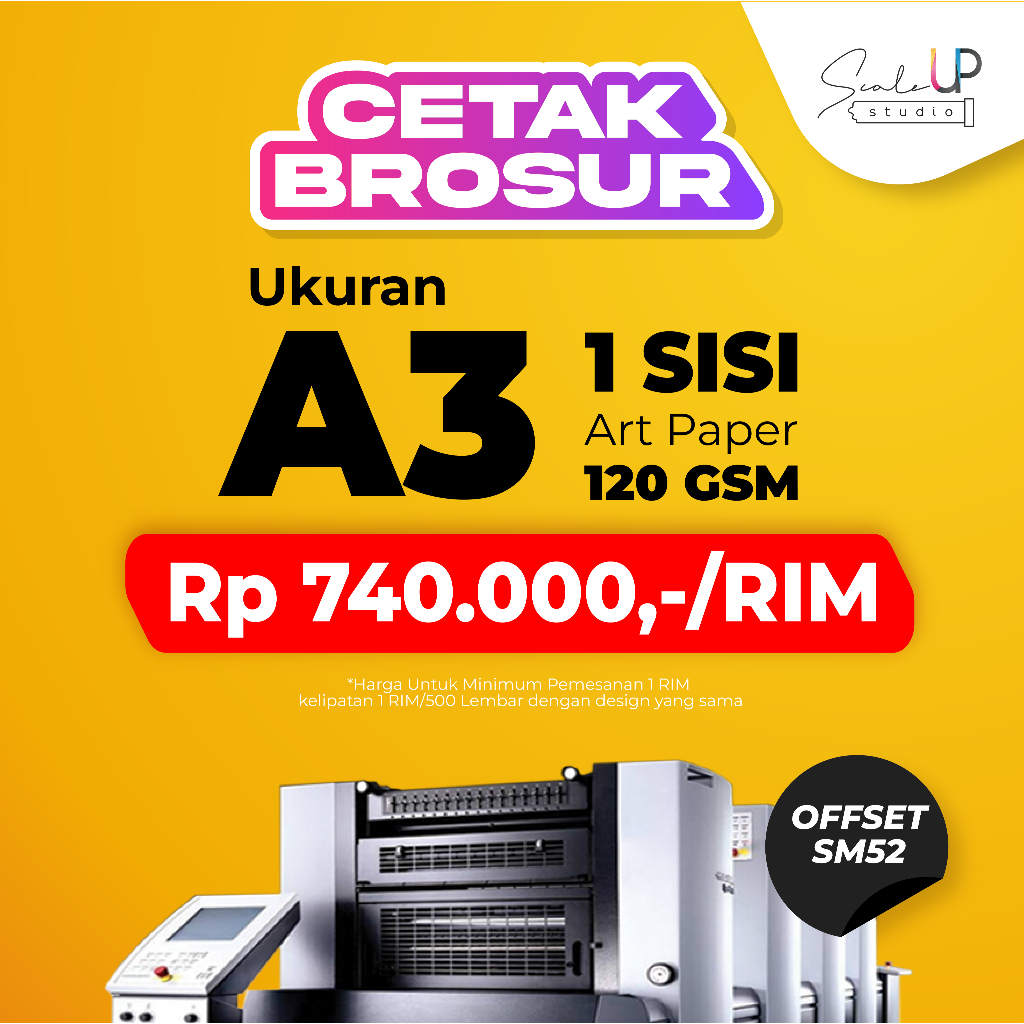 Cetak Brosur A3 (1 Sisi) | Art Paper 120/150 GSM | 1 RIM 500 Lembar