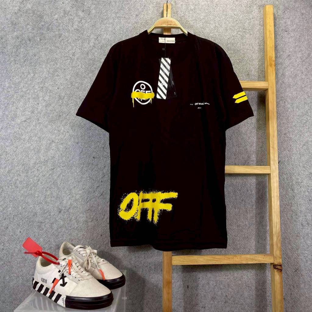 KAOS T-SHIRT OFF-WHITE VIRGIL ABLOH OFFF SPRAY HITAM