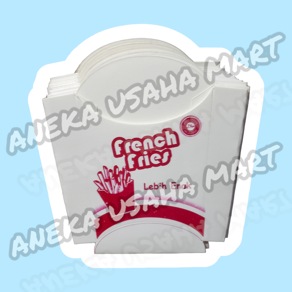 100 Pcs Kertas Box Bungkus French Fries Bahan Ivory - Wadah Kentang Goreng - Dus Kentang Stik