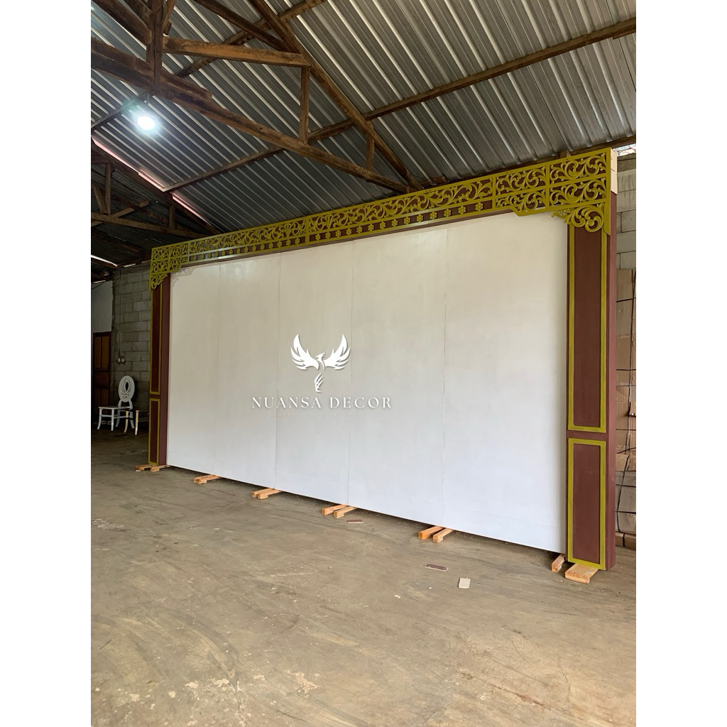 pelaminan backdrop/pelaminan ukiran spon/pelaminan terbaru
