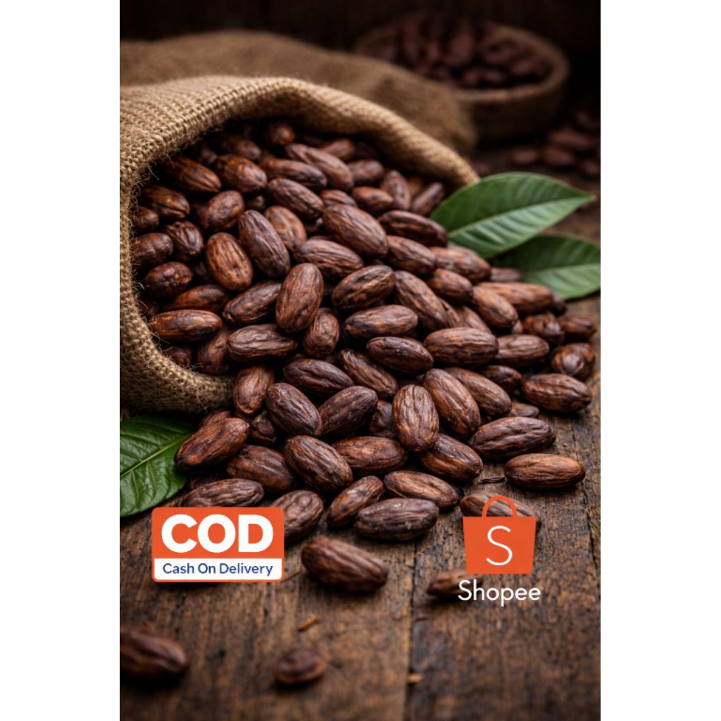 1 kg biji kakao kering premium hasil fermentasi, biji kakao kering bahan coklat