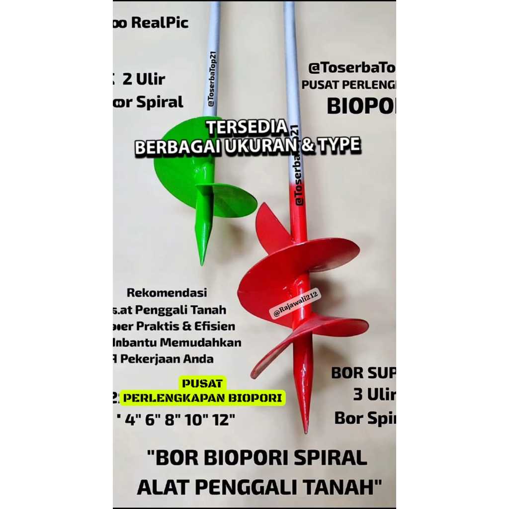 Bor Biopori Alat Penggali Tanah Manual / Bor Pembuat Sumur Resapan Anti Banjir