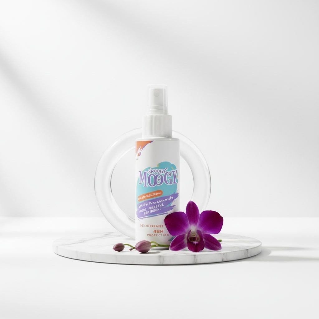 Spoogy Moogy Deodorant Spray Tawas dengan Niacinamide & Anti-Iritan. BPOM & Non-Alkohol.