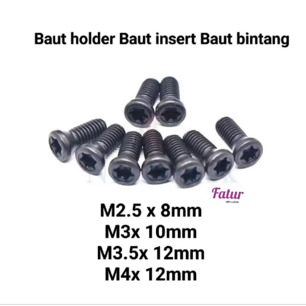 Baut holder bubut miling baut insert screw bintang m2.5 m3 m3.5 & m4